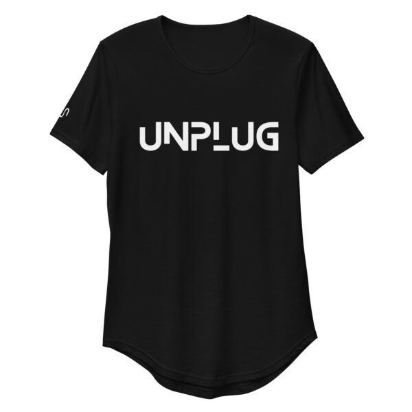 Unplug Men's Curved Hem Black T-Shirt