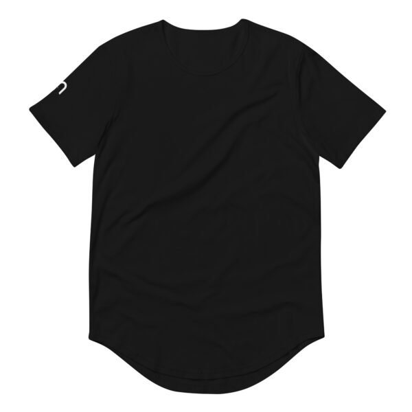 Unplug Men's Curved Hem Black T-Shirt sleeve logo