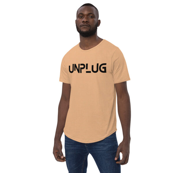 Unplug Men's Curved Hem Heather Sand Dune T-Shirt - Image 2