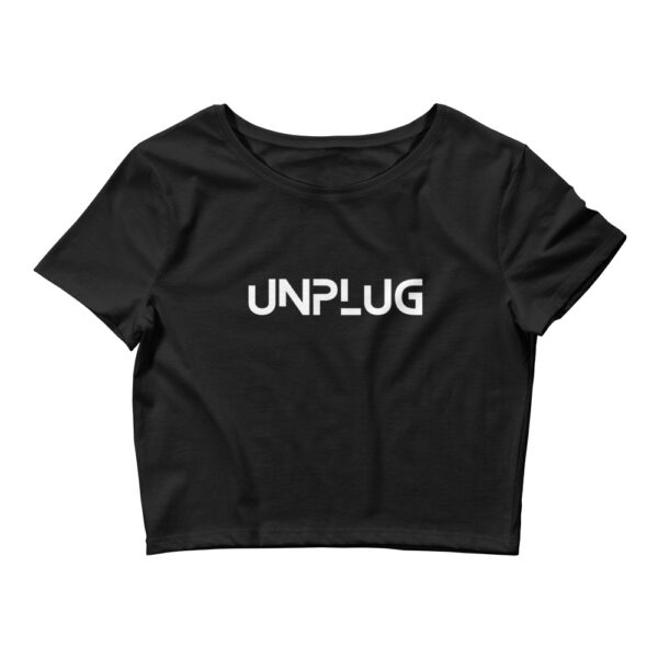 Unplug Women’s Black Crop Tee